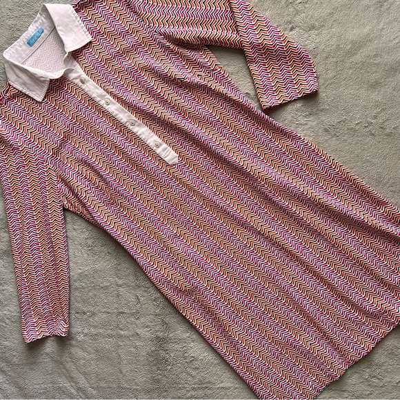 J. McLaughlin Elsie Catalina Cloth Collared 3/4 Sleeve Shirt Dress Small Sz S - Picture 1 of 12